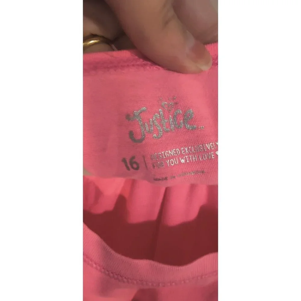 Justice Girls Pink Soft Long Sleeve knit Shirt casual lounging l sz 16